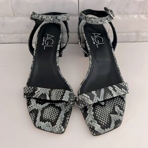 AGL Angie Ankle Strappy Sandal Heel In Menthe-nero Sz 37